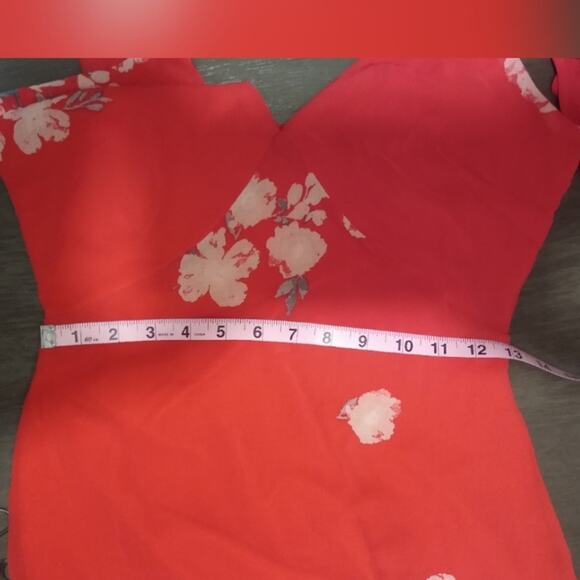 Lulus Love in Bloom Red Floral Print Off-the-Shoulder High-Low Dress Size Small - Picture 11 of 16